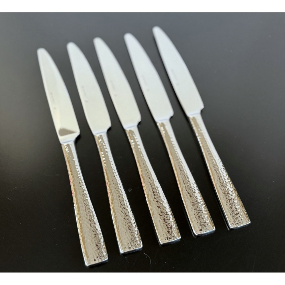 5X Hampton VENTO Hammered Stainless 18/10 Signature Glossy Dinner Knives NEW